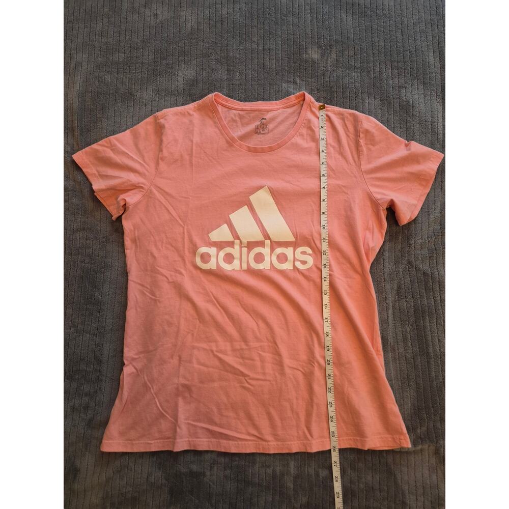 Adidas Womens X Large T-Shirt Graphic Logo Tee Pink Top Cotton Used.